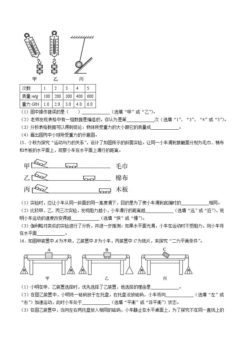 吉林省长春市德惠市2023-2024学年八年级下学期期中考试物理试卷03