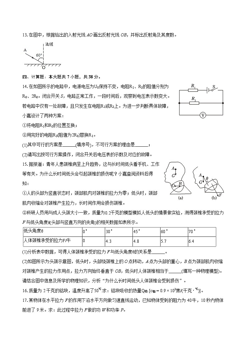 2024年上海市嘉定区中考物理二模试卷（含详细答案解析）03