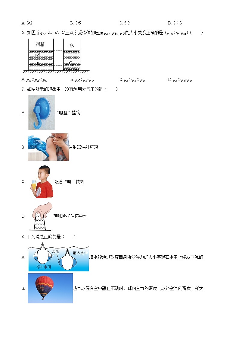 海南省海口市海口第一中学南海分校2023-2024学年八年级下学期期中物理试卷（原卷版）第2页