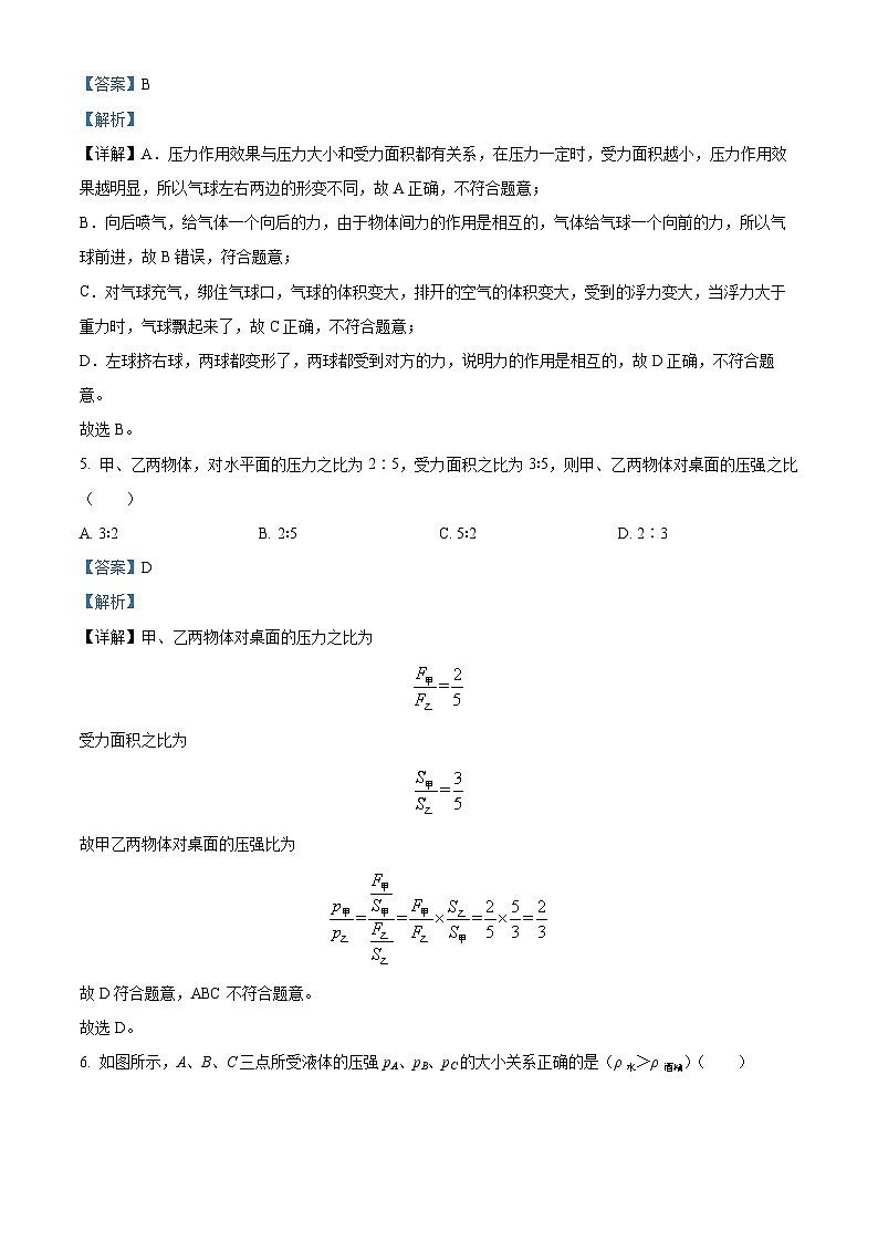 海南省海口市海口第一中学南海分校2023-2024学年八年级下学期期中物理试卷（解析版）第3页