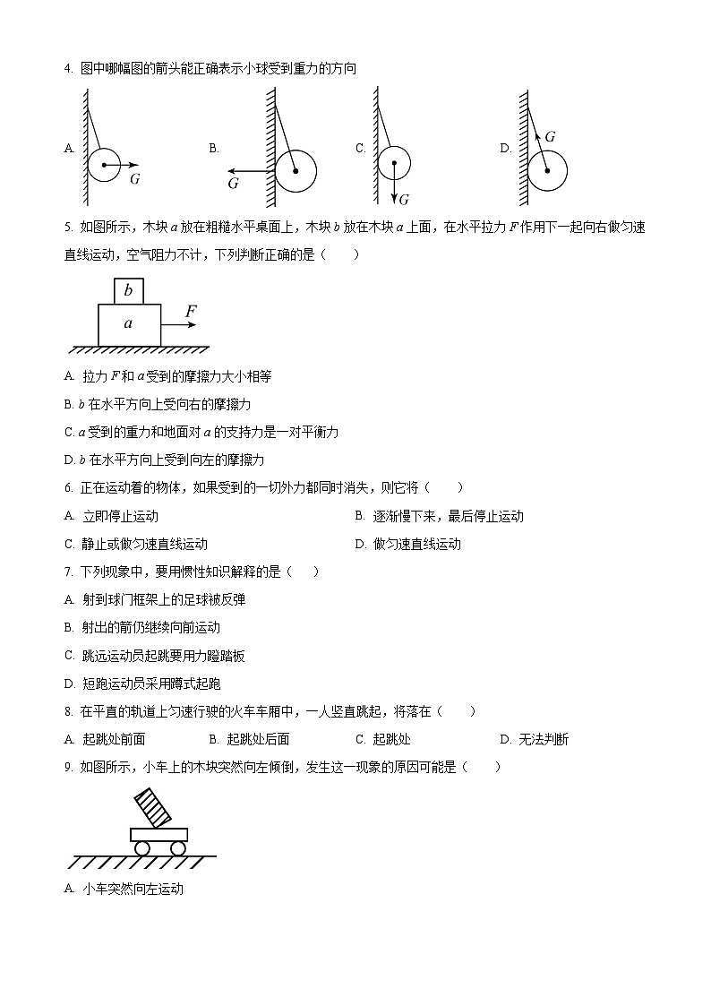 山东省禹城市李屯乡中学2023-2024学年度下学期第一次月考8年级物理试题 （原卷版+解析版）02