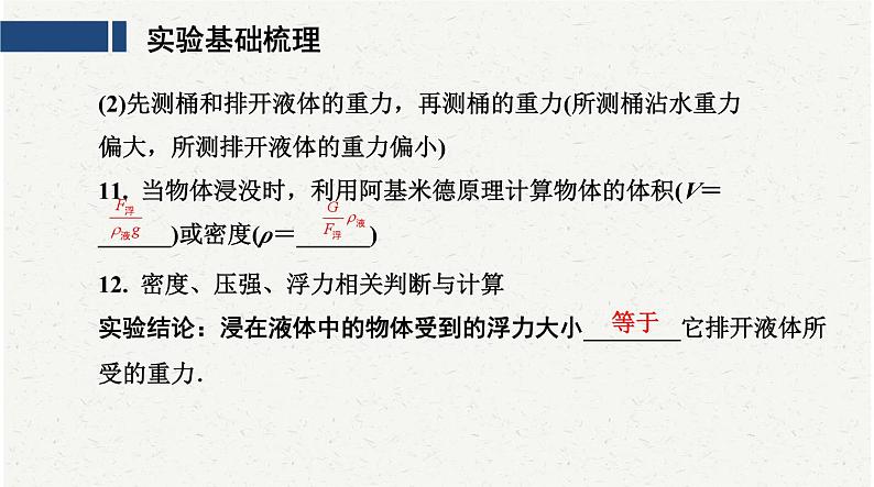 中考物理复习必考实验13：探究浮力的大小跟物体排开液体所受重力的关系课件第5页