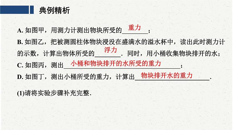 中考物理复习必考实验13：探究浮力的大小跟物体排开液体所受重力的关系课件第7页