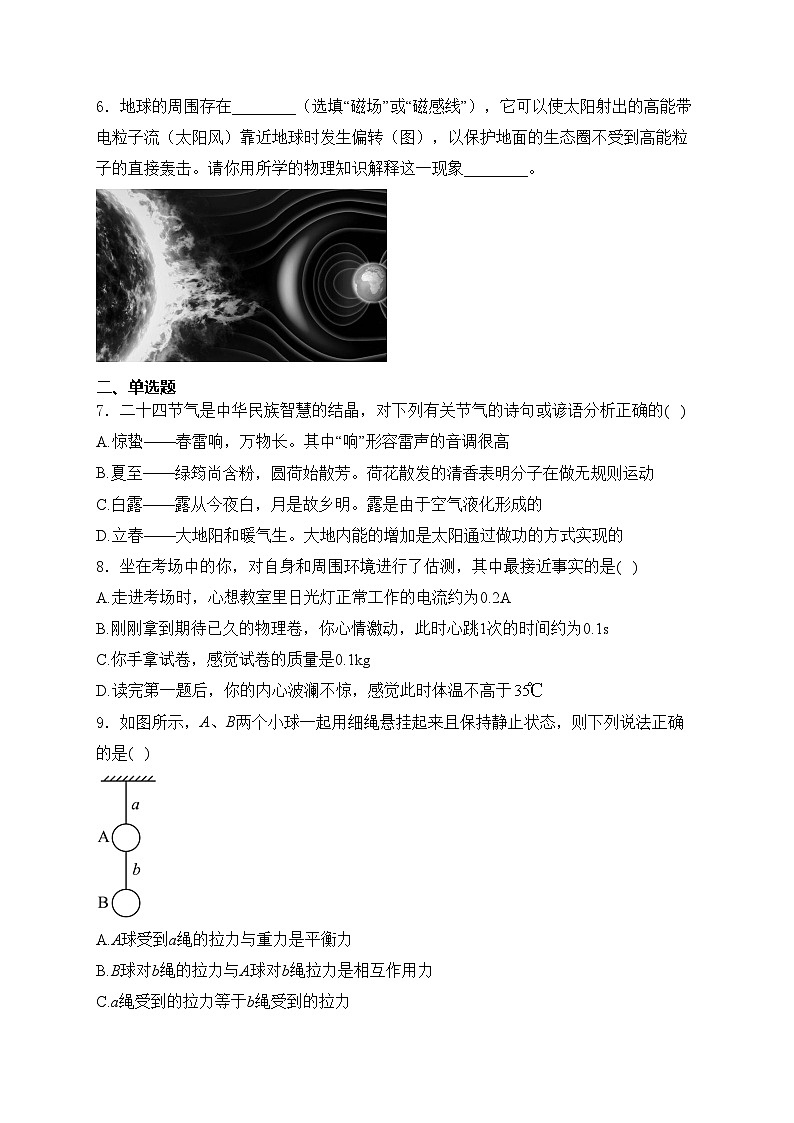 河南省安阳市2024年中考一模物理试卷(含答案)第2页
