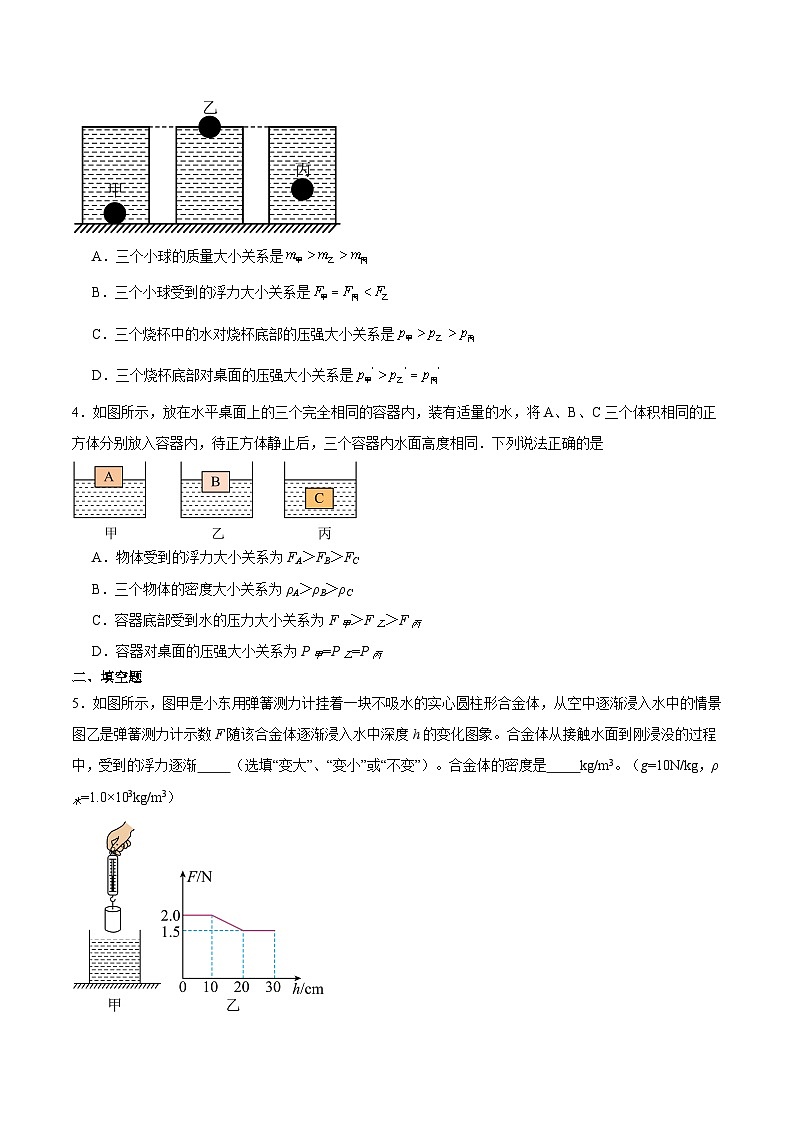 专题02 压强和浮力（压轴题）2024年中考物理专项练习（全国通用）原卷版第3页