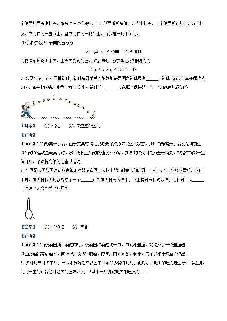 2024年合肥市五十中学东校2023－2024学年八年级下学期期中考试物理试题（解析版）第3页