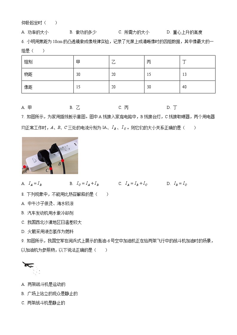 2024年江苏省连云港市新海实验中学和外国语联考中考一模物理试题（原卷版+解析版）02