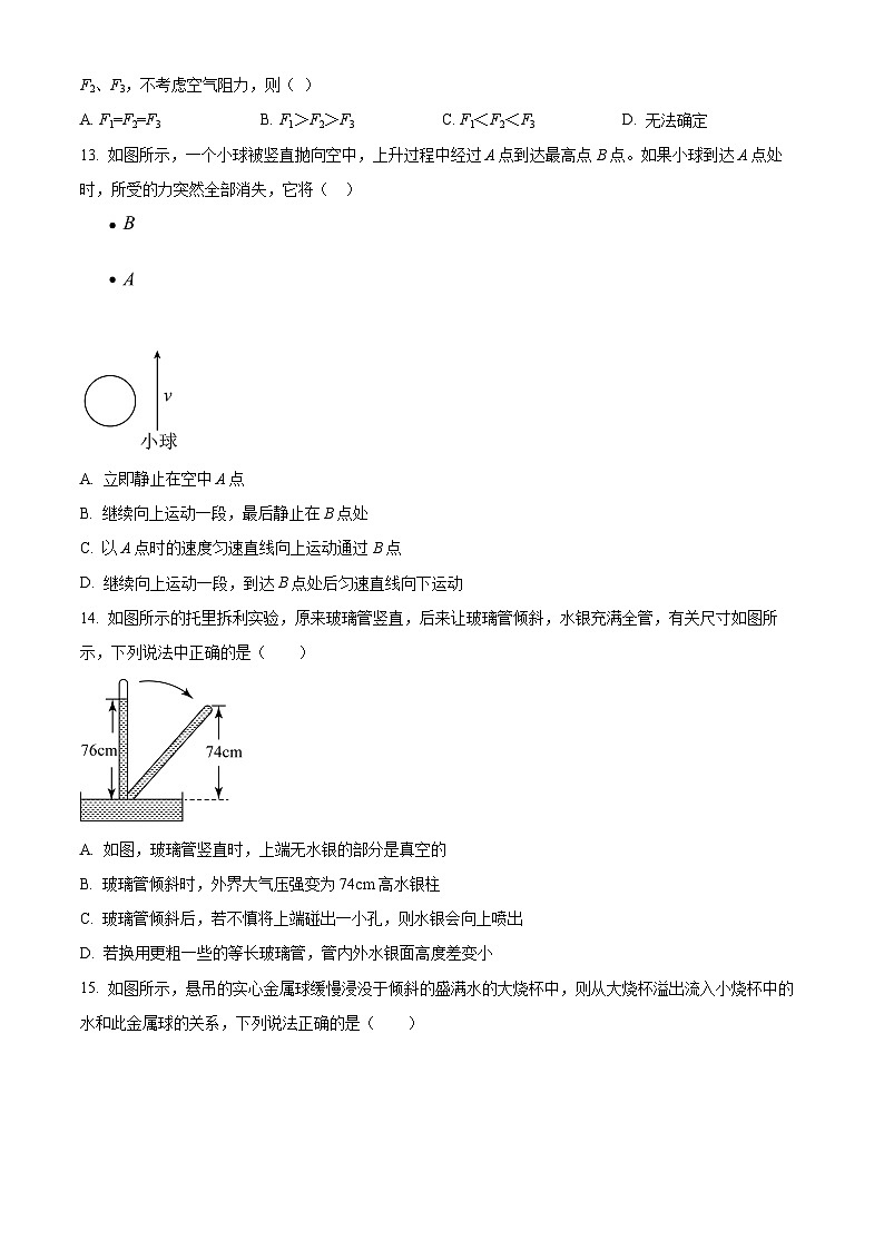 福建省莆田第二十五中学2023-2024学年八年级下学期期中考试物理试题（原卷版）第3页