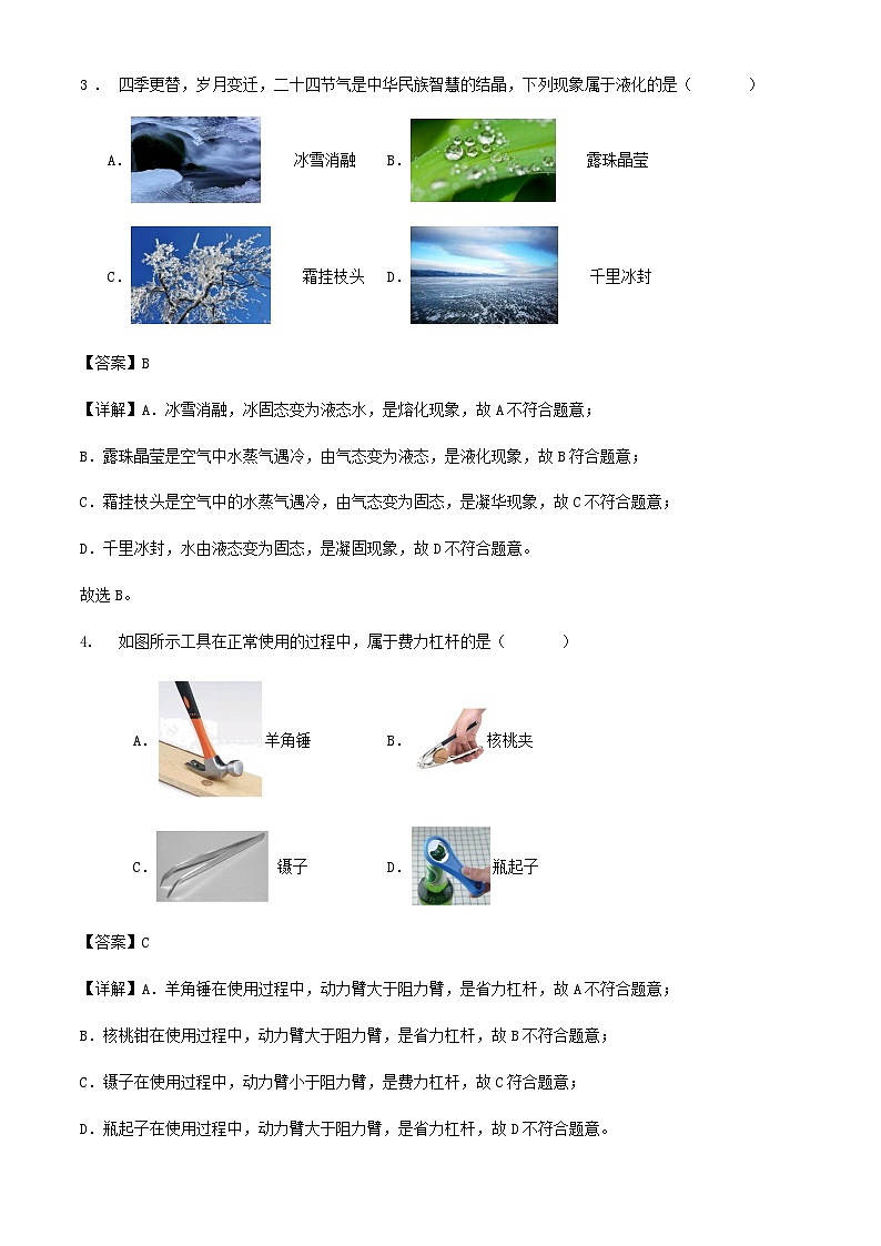 2024年北京市初中学业水平考试物理三模冲刺练习（解析版）第2页