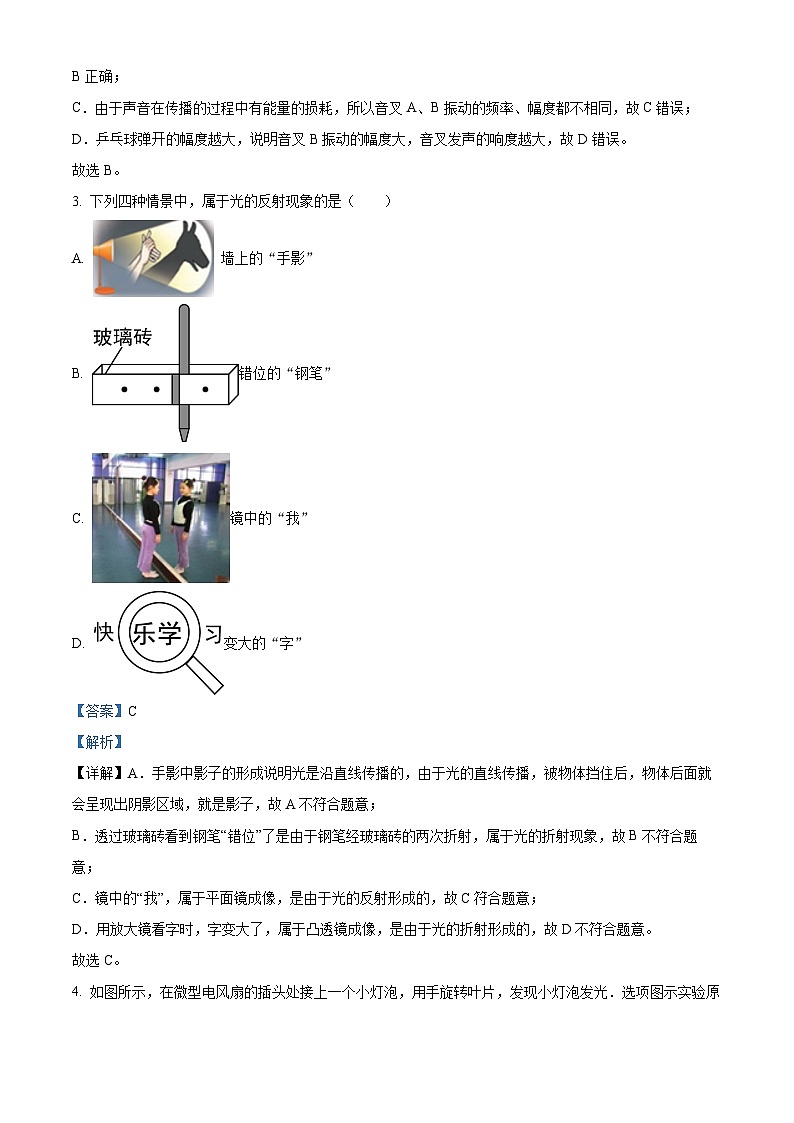 2024年广东省清远市连州市九校联考中考二模物理试题（原卷版+解析版）02