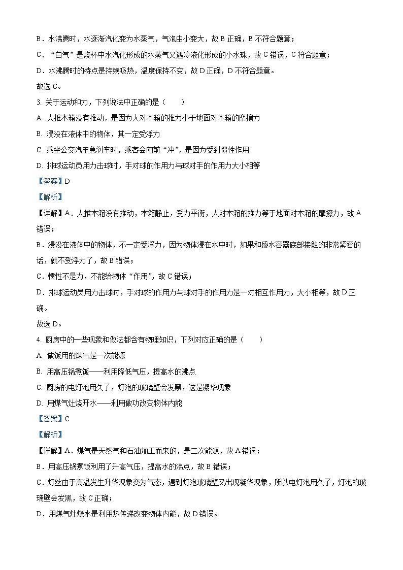 四川省凉山州宁南县初级中学校2023-2024学年九年级下学期第一次月考物理试题（原卷版+解析版）02