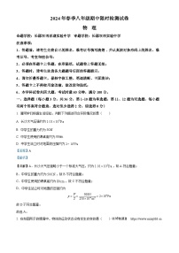 湖南省长沙市长郡教育集团2023-2024学年八年级下学期期中考试物理试题