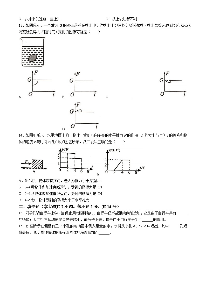 福建省泉州市泉港区2023-2024学年八年级下学期5月期中物理试题第3页