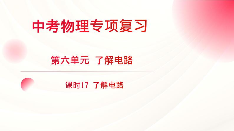 2024年福建省中考物理一轮复习 课时17 了解电路（课件）第1页