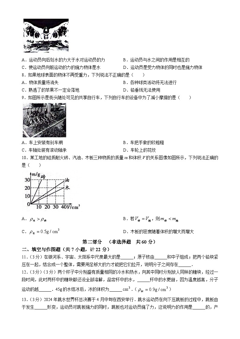 陕西省渭南市高新区2023-2024学年八年级下学期期中检测物理试卷02