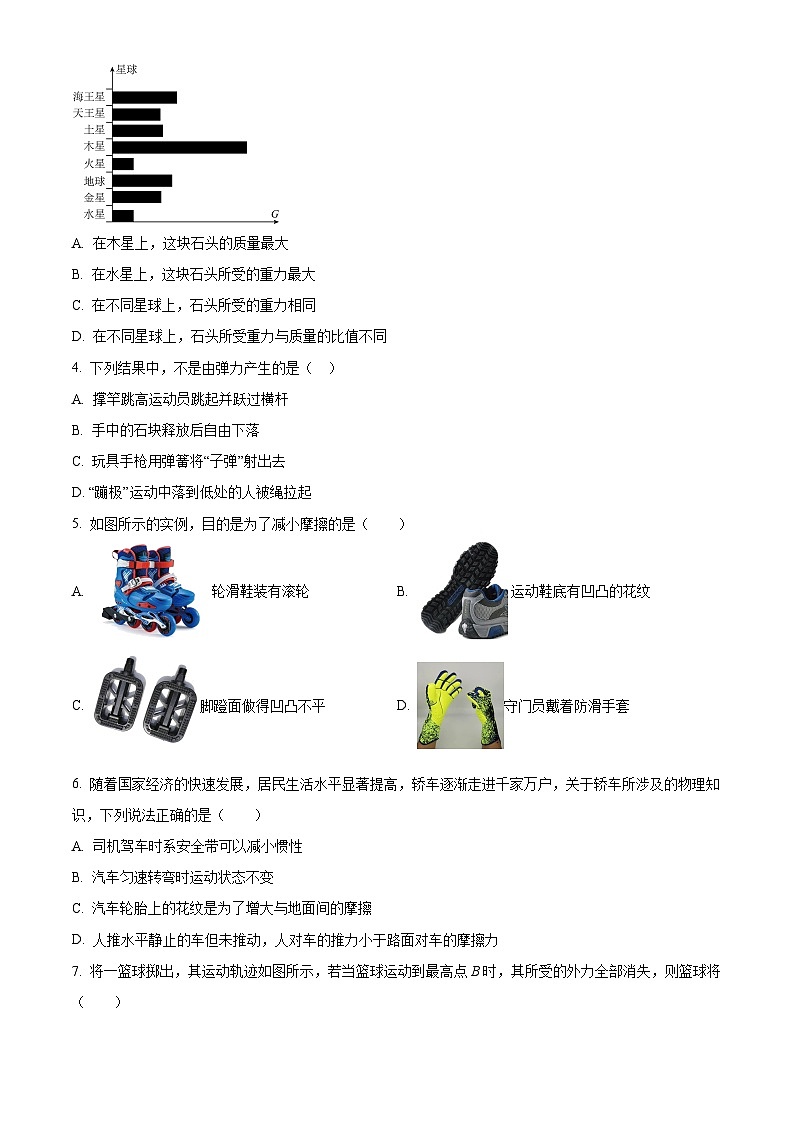 河北省石家庄市第四十八中学2023—2024学年下学期期中考试八年级物理试卷（原卷版）第2页