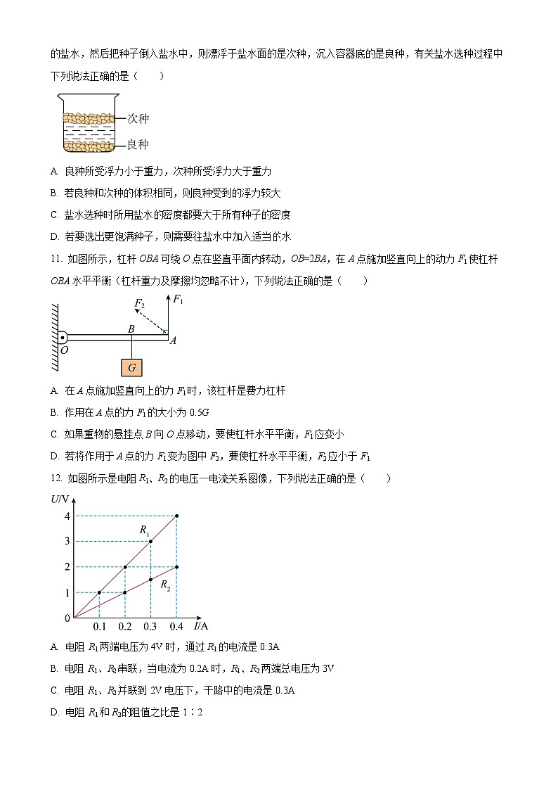 2024年河南省南阳市油田中考一模物理试卷（原卷版）第3页