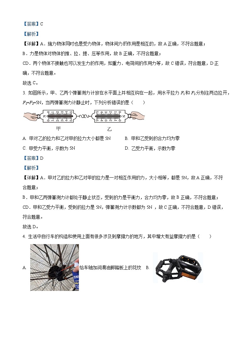四川省广安市岳池县2023-2024学年八年级下学期期中考试物理试题（原卷版+解析版）02
