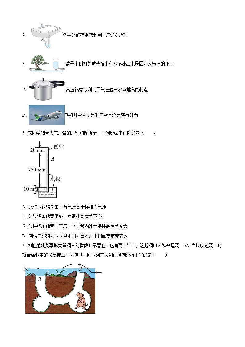 重庆第八中学2023-2024学年八年级下学期期中物理复习卷三（原卷版+解析版）02