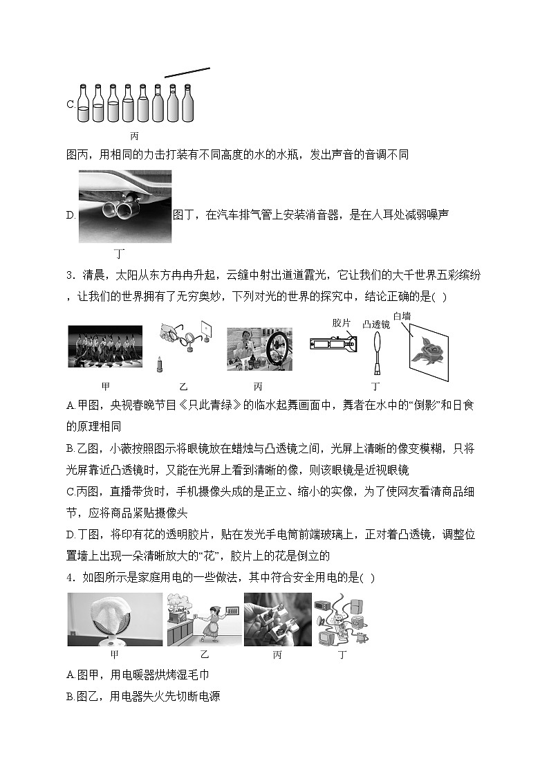 云南西双版纳2024年九年级中考一模物理试卷(含答案)第2页