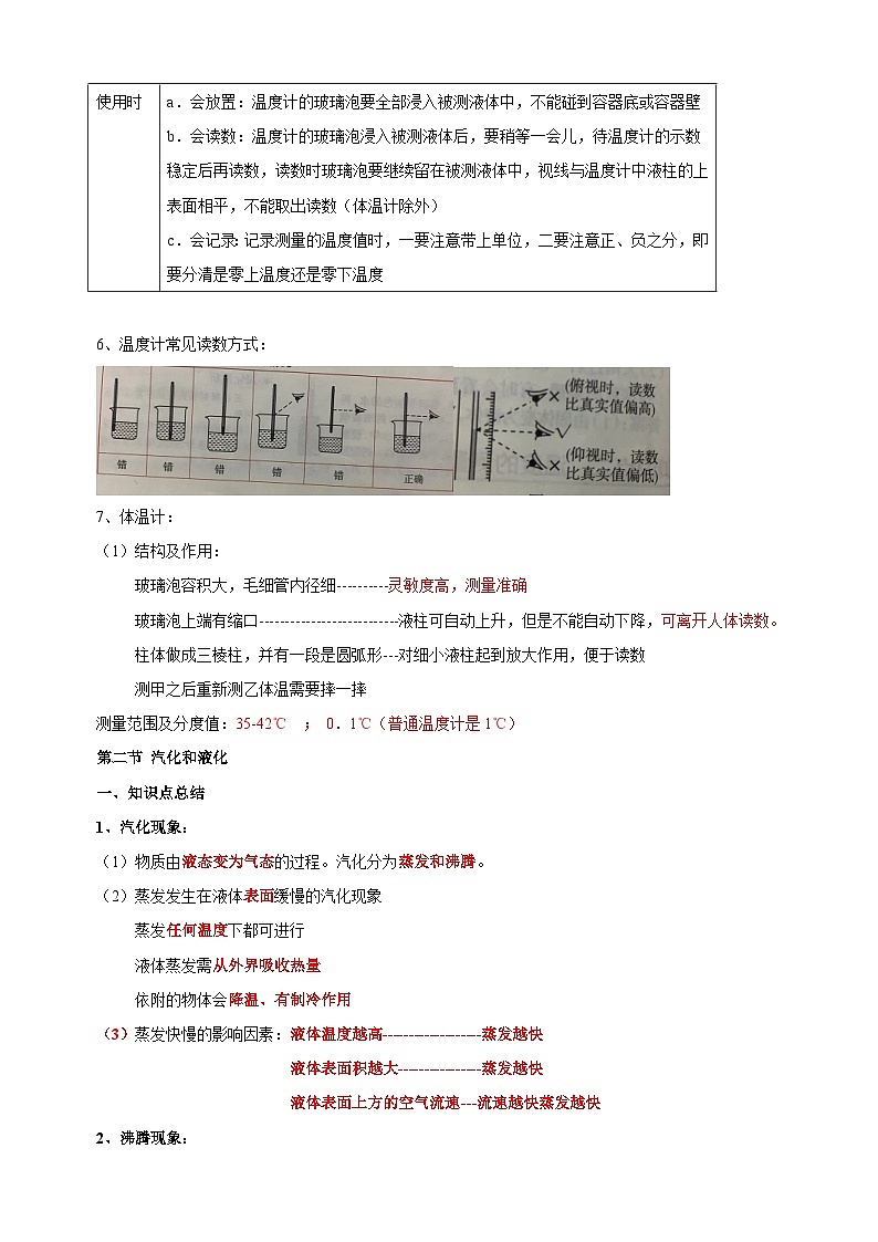 2023-2024学年苏科版八年级上册物理第二章《物态变化》单元知识点总结讲义02