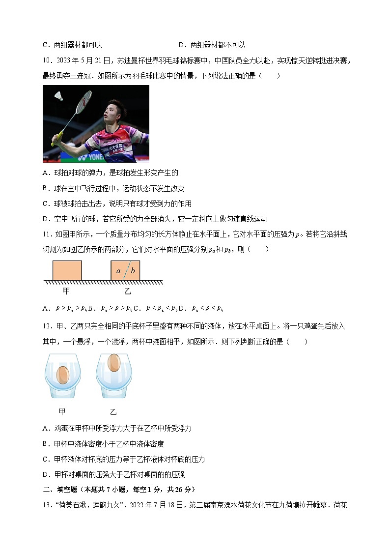 南京市溧水区2022-2023学年八年级下学期期末物理试卷（含答案解析）第3页