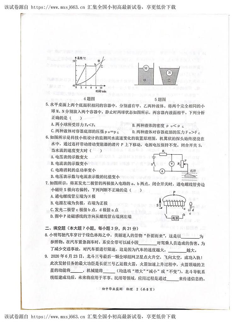 07，2024年广东省江门市鹤山市初中毕业生学业水平质量监测物理试卷02