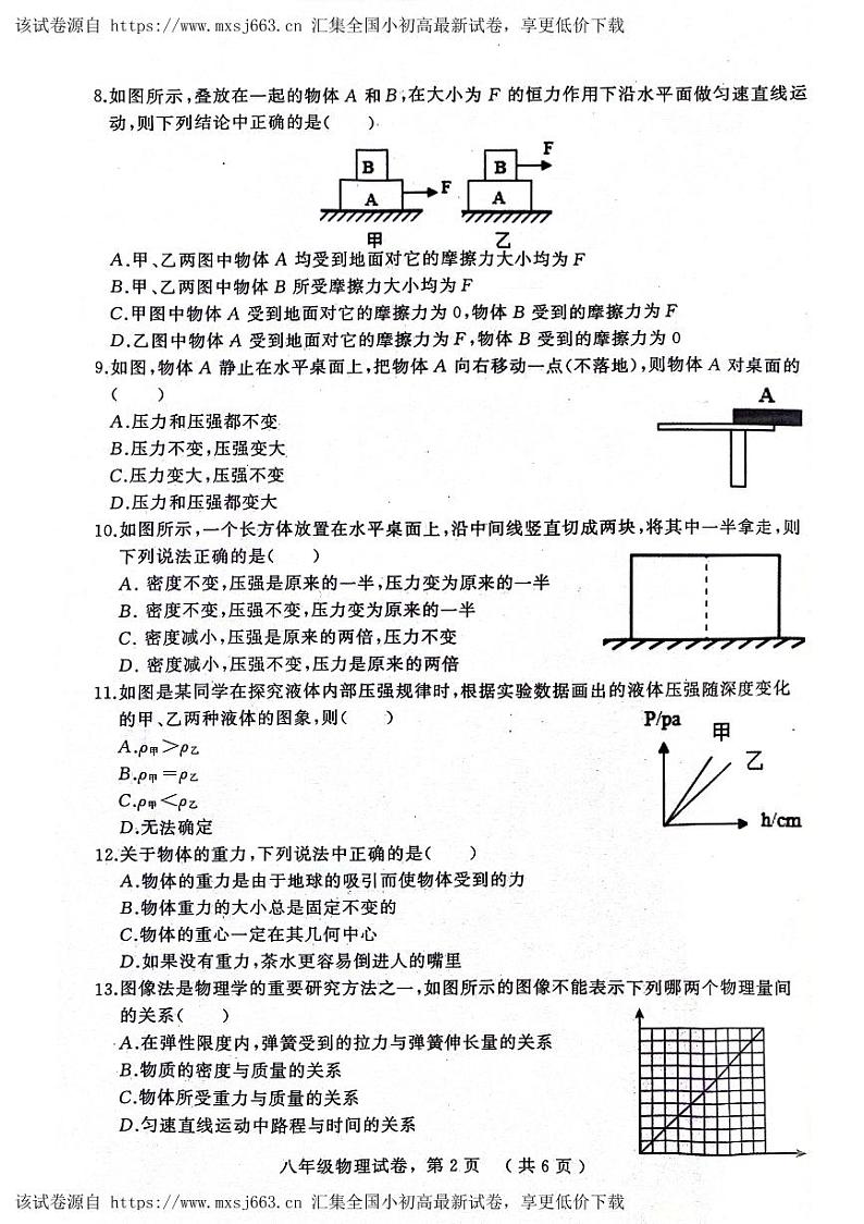 17，河北省石家庄市平山县2023-2024学年八年级下学期4月期中物理试题02