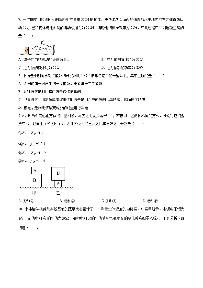 2024年山东省聊城临清市中考二模物理试题（原卷版+解析版）03