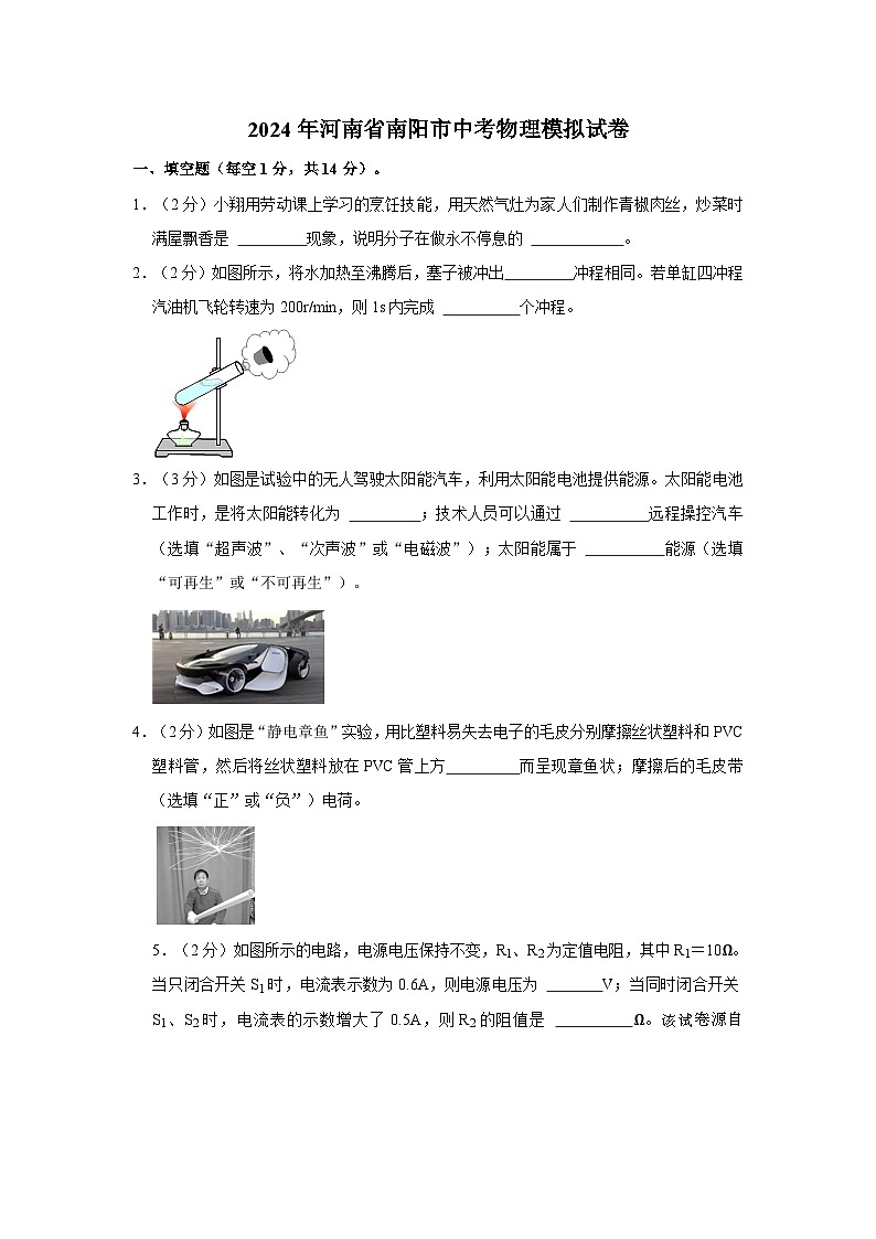 13，2024年河南省南阳市中考物理模拟试卷第1页