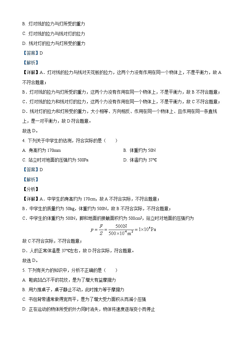 广东省江门市怡福中学2023-2024年八年级下学期期中考试物理试题（原卷版+解析版）02