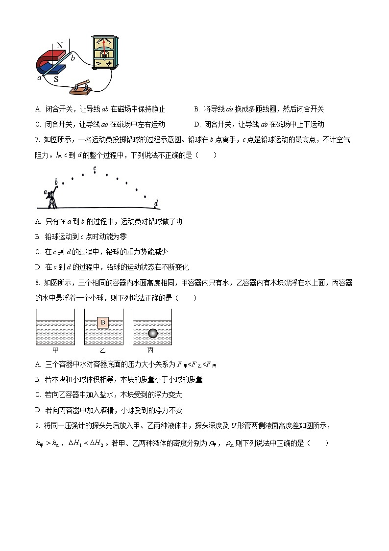 海南省琼海市嘉积中学2023-2024学年九年级下学期中考模拟四物理试题（原卷版）第2页