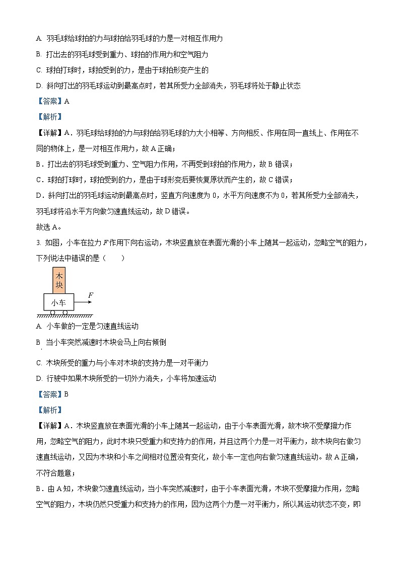 辽宁省沈阳市南昌初级中学2023-2024学年八年级下学期期中考试物理试题（解析版+原卷版）02
