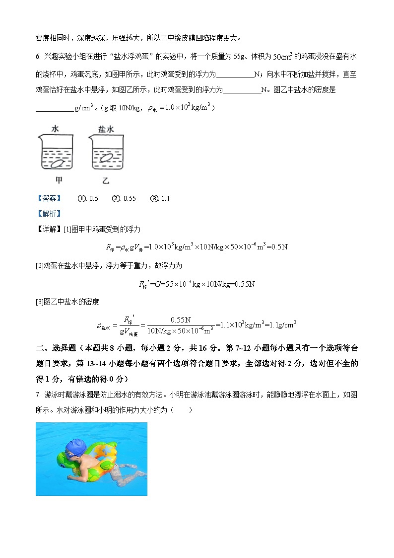河南省周口市商水县期中考试2023-2024学年八年级下学期4月期中物理试题（原卷版+解析版）03