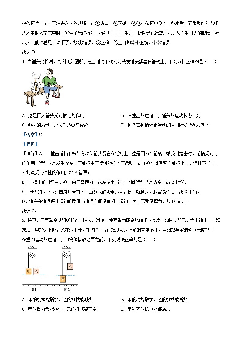 2024年广东省深圳市龙华区九年级中考二模物理、化学试题-初中物理（原卷版+解析版）03