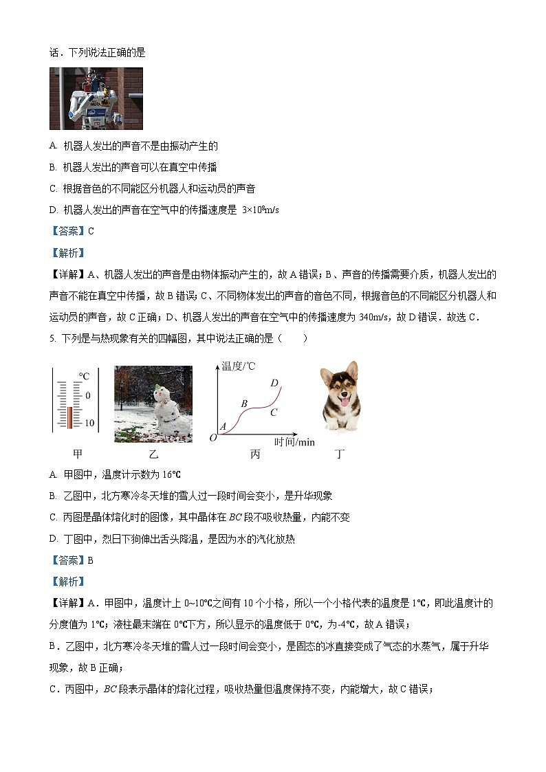 2024年西藏自治区日喀则市康马县中考一模物理试题（原卷版+解析版）02