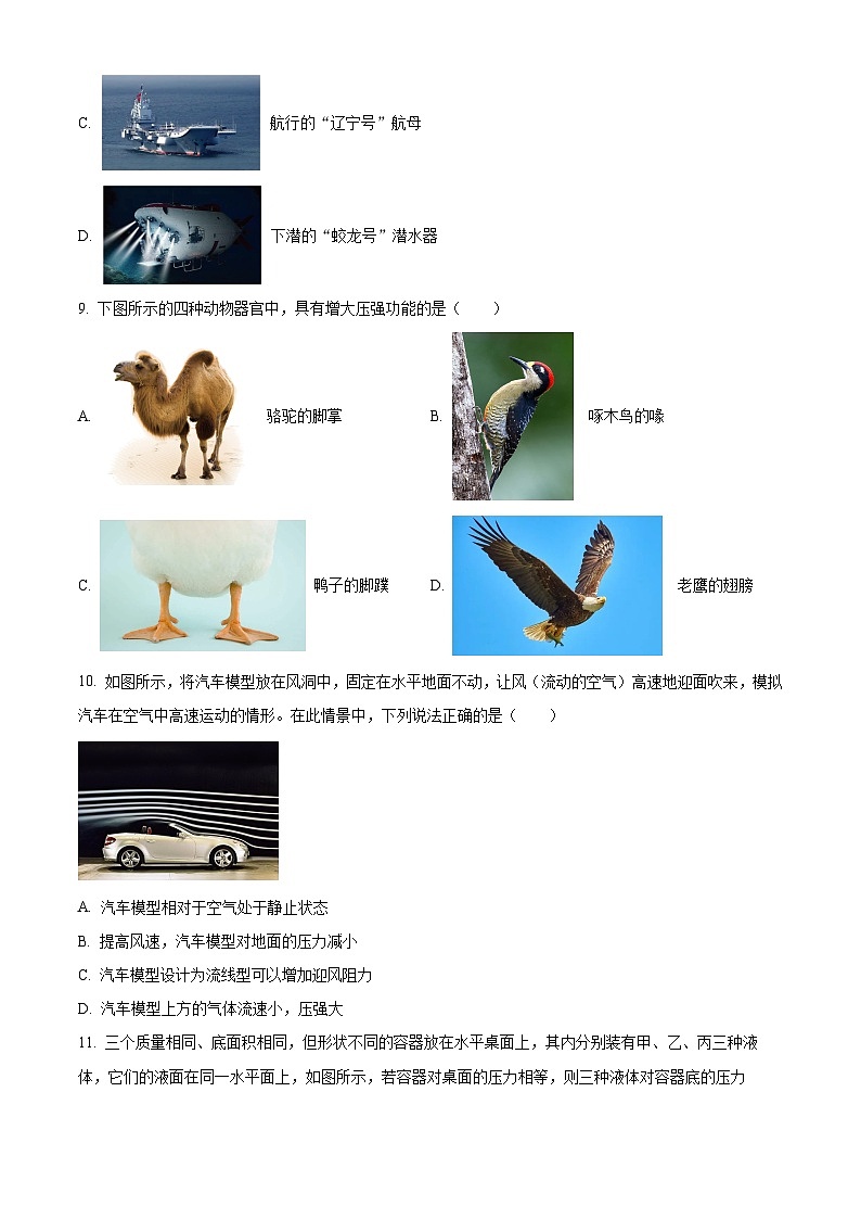 湖北省黄冈市小池镇第一中学2023-2024学年八年级下学期期中物理试题（原卷版）第3页