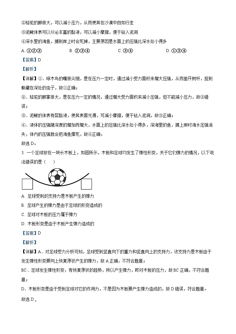 云南省保山市智源初级中学2023-2024学年八年级下学期4月期中物理试题（原卷版+解析版）02