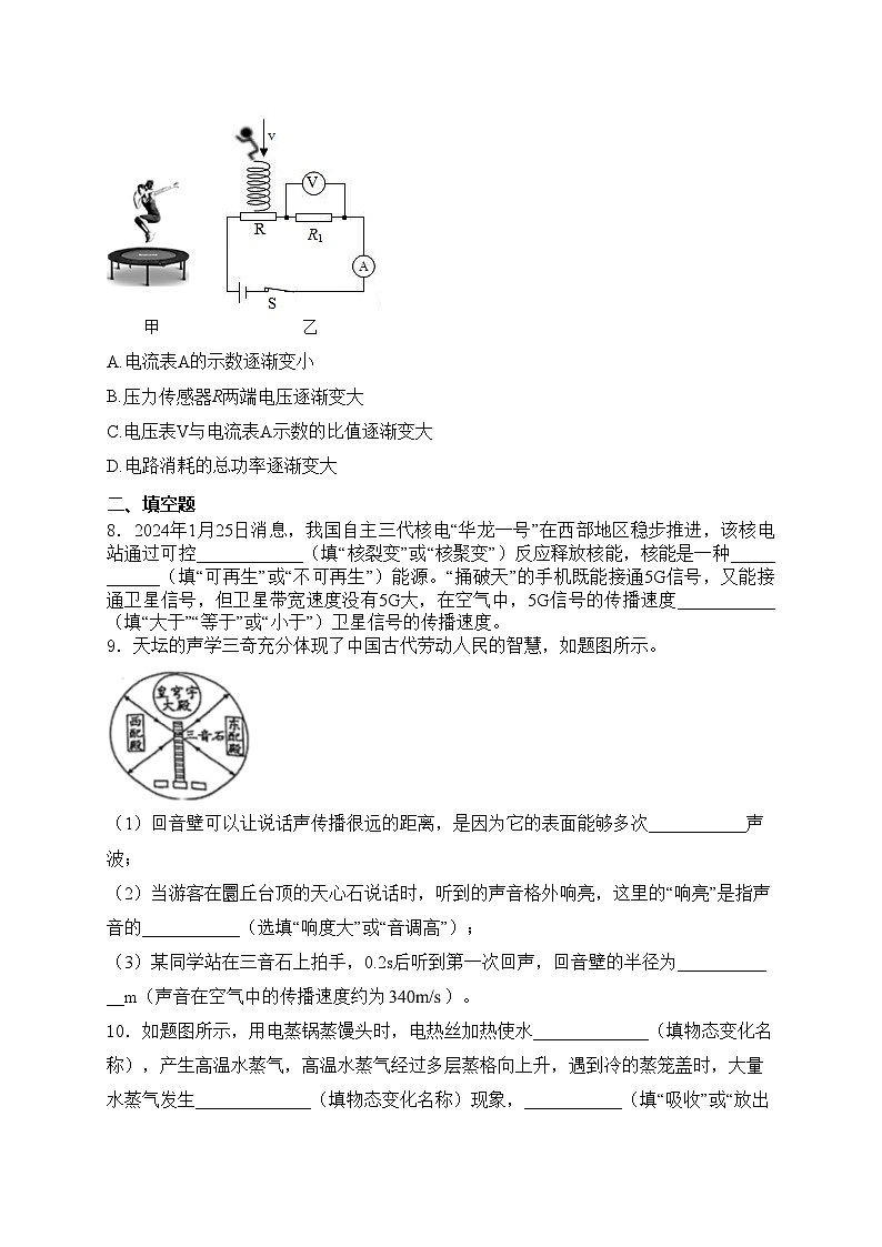 广东省阳江市阳春市2024届九年级下学期中考一模物理试卷(含答案)第3页