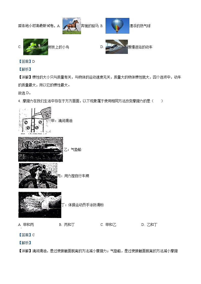 01，山东省日照市东港区金海岸中学2023-2024学年八年级下学期4月月考物理试卷第2页