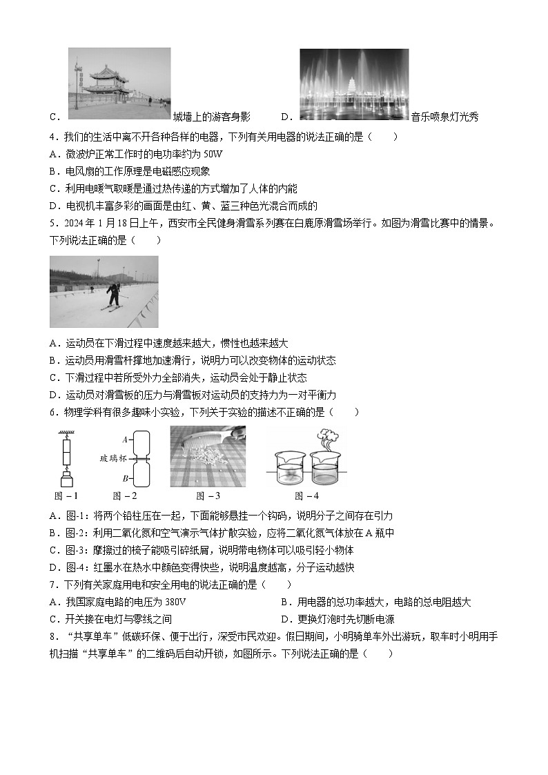 2024年陕西省宝鸡市陇县初中学业水平考试物理试卷02