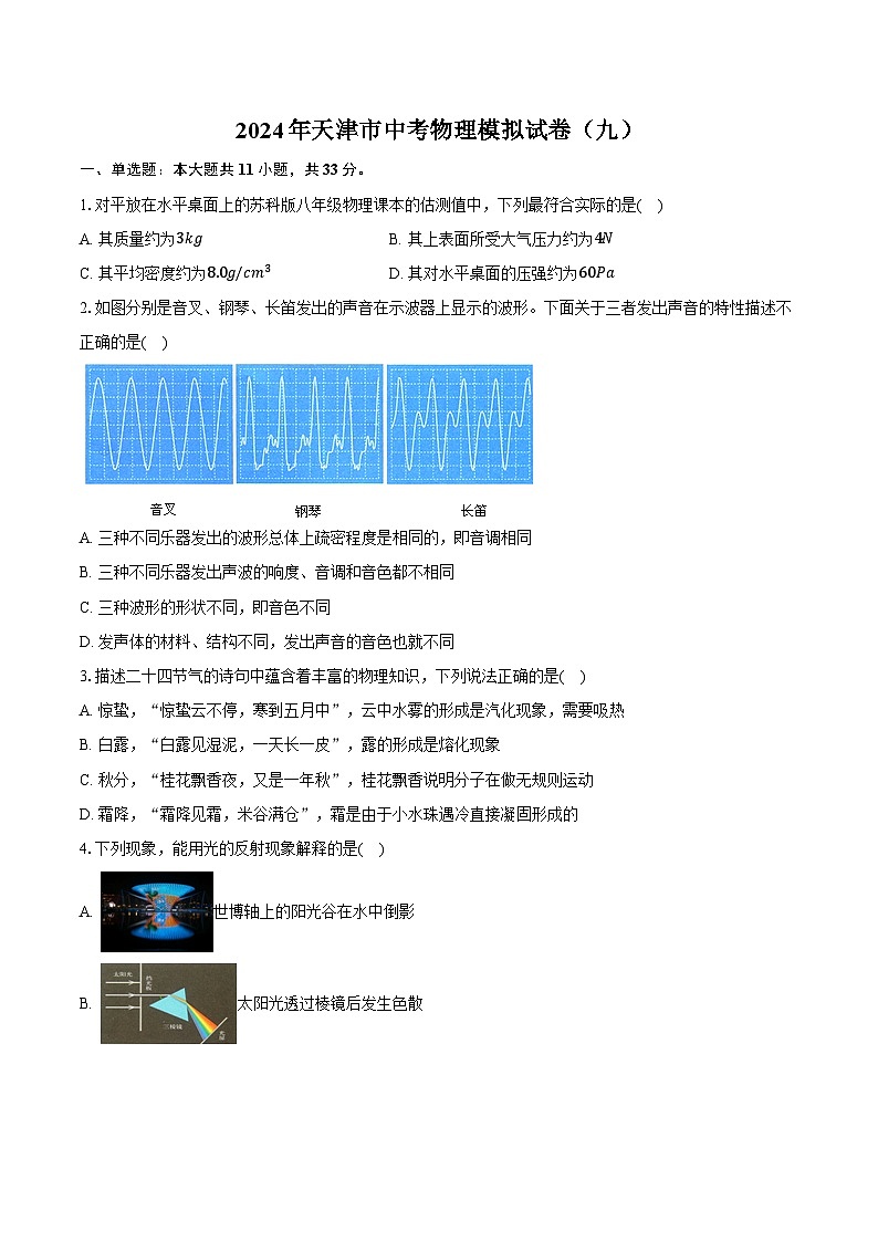 2024年天津市中考物理模拟试卷（九）01