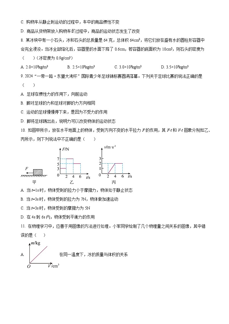 江苏省南通市海安市李堡初中，海安外国语学校，孙中，紫中等2023-2024学年八年级下学期4月期中物理试题（原卷版）第3页