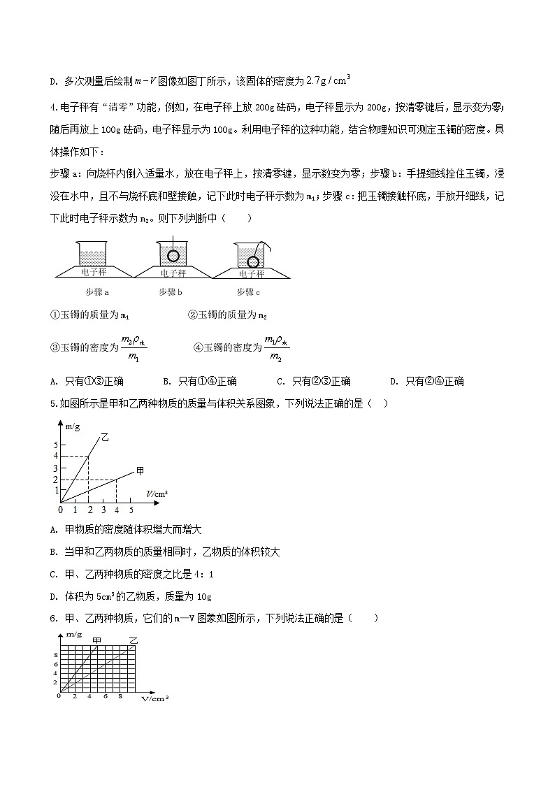 专题13 密度（含测量）计算选择题 -2024年物理中考题型专练（全国通用）02