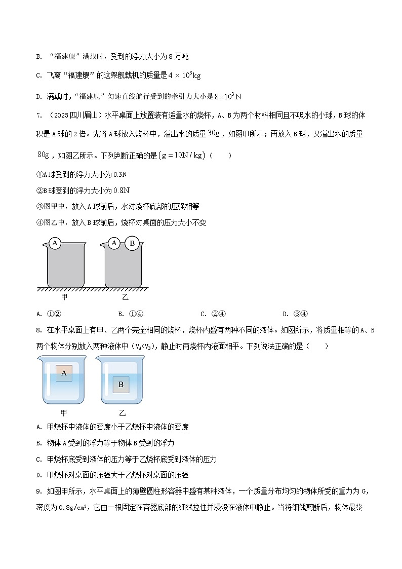 专题25 压强与浮力综合难题选择题（学生版） -2024年物理中考题型60专题（全国通用）第3页