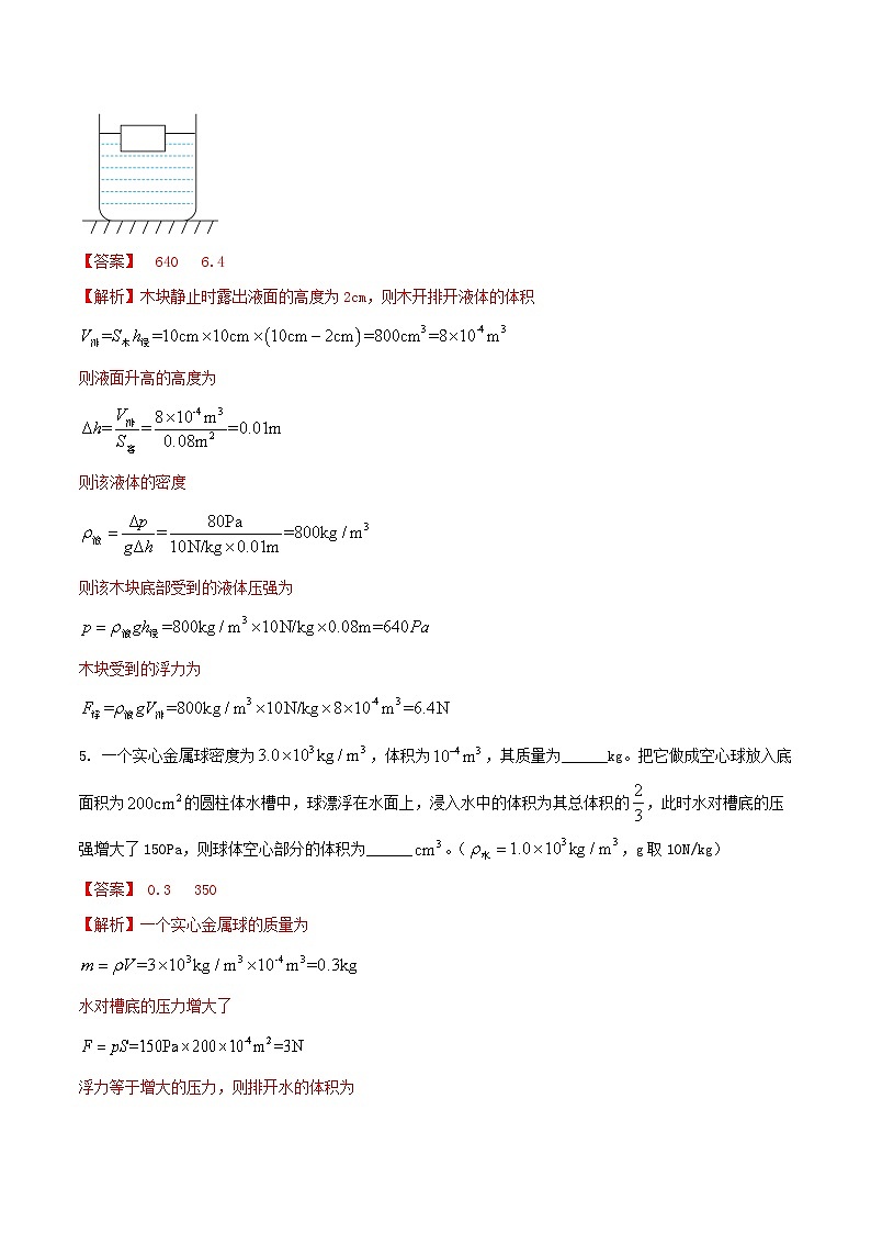 专题26 压强与浮力综合难题填空题 -2024年物理中考题型专练（全国通用）03