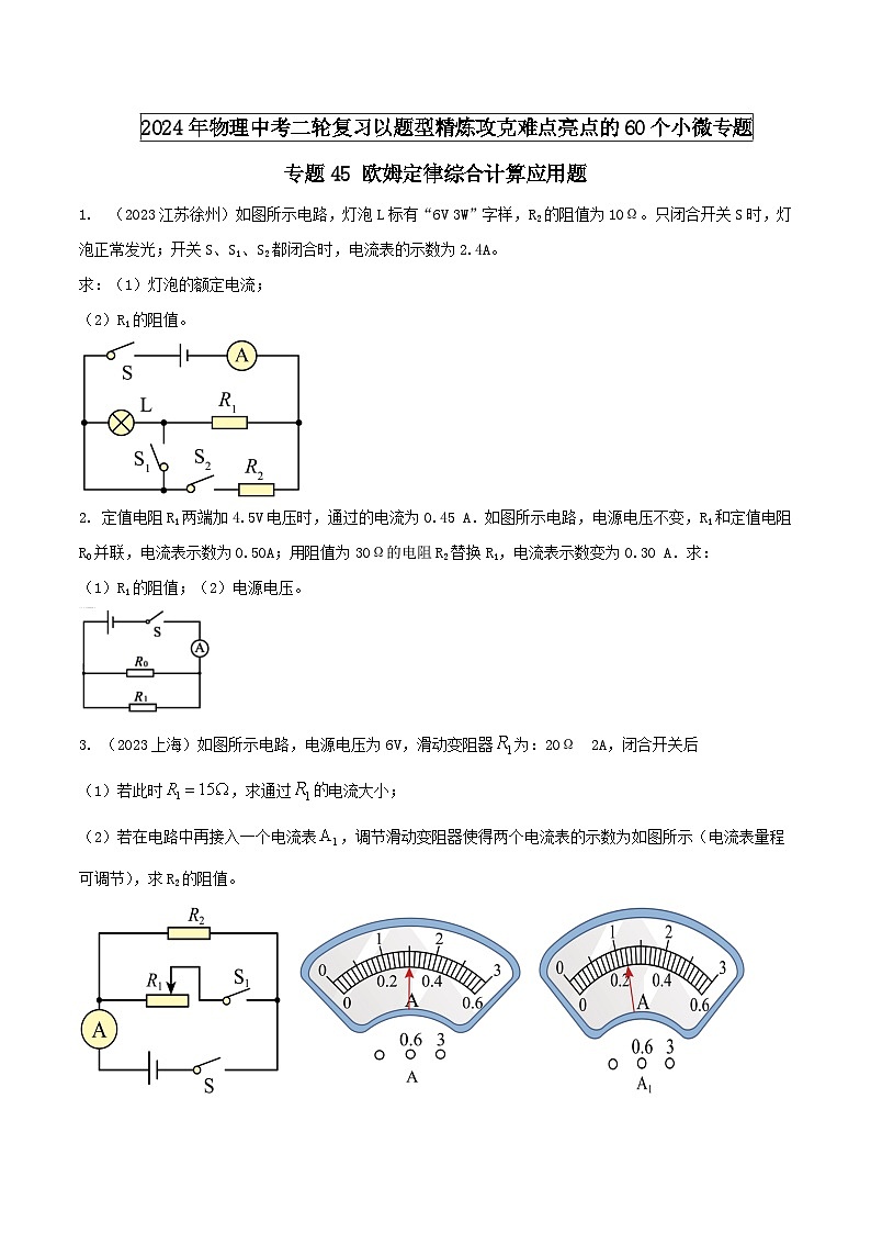 专题45 欧姆定律综合计算应用题 -2024年物理中考题型专练（全国通用）01