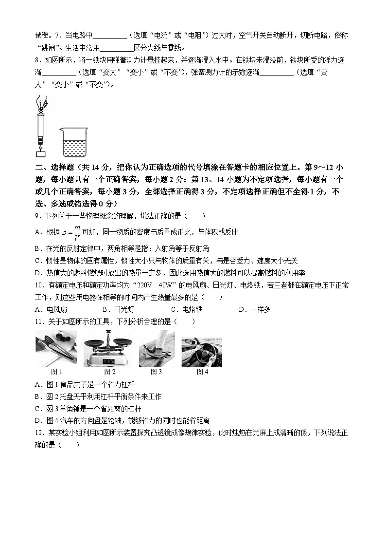 2024年江西省吉安市遂川县中考模拟物理试题第3页