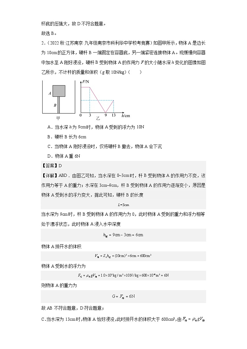 2023-2024初中物理竞赛试题精选精编第12讲浮力（含解析）第2页