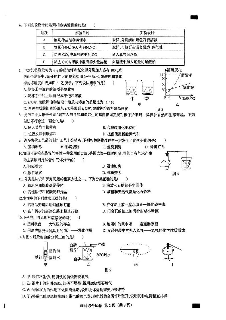 2024年河北省唐山市九年级中考二模物理•化学试题第2页